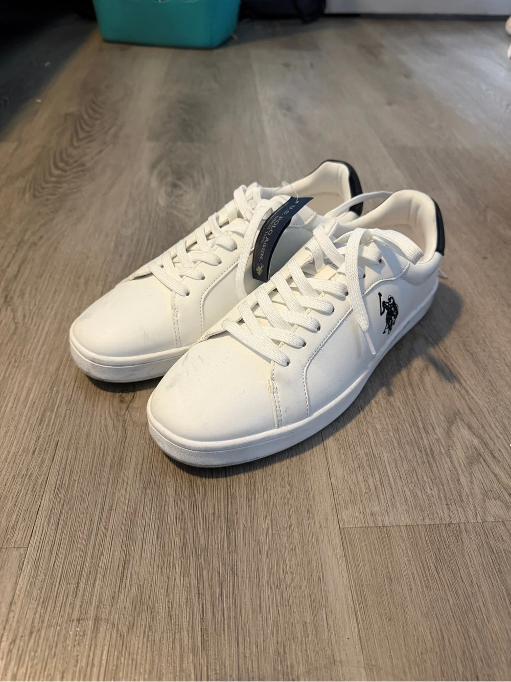 U.S. Polo Assn. Men’s White Sneakers with Black Heel and Logo
